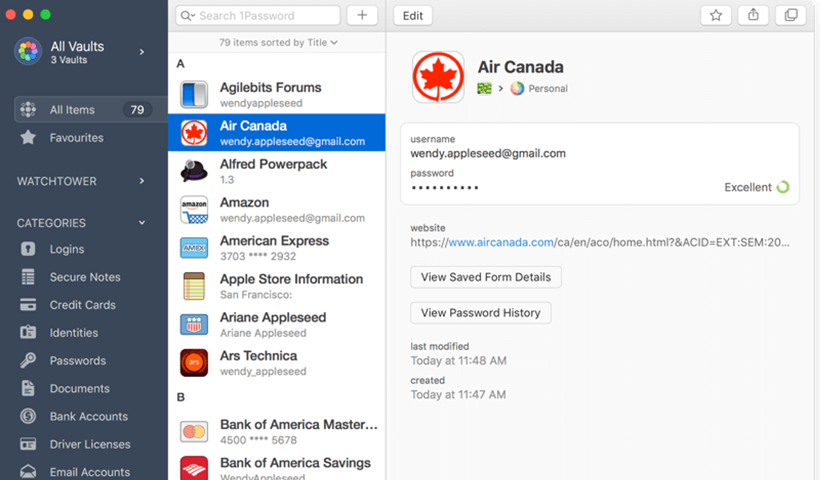 1Password Dashboard