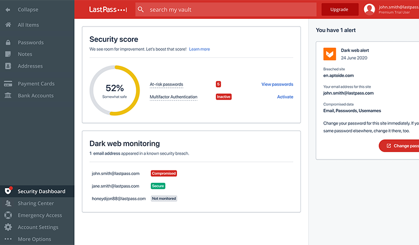 LastPass Dashboard