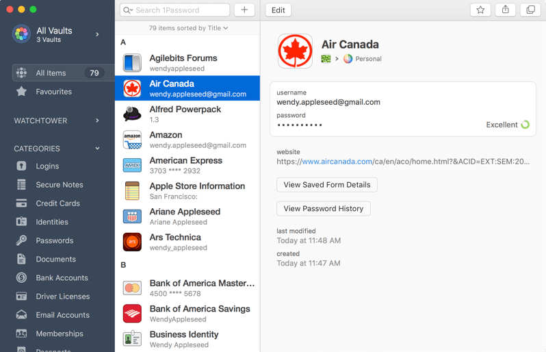 1Password Dashboard