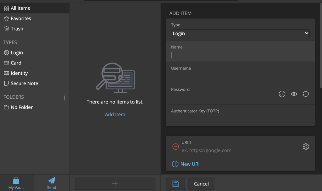 Bitwarden UI