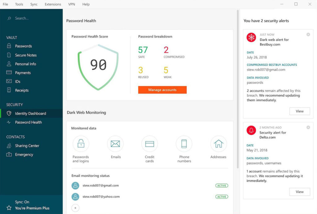 Dashlane Dashboard