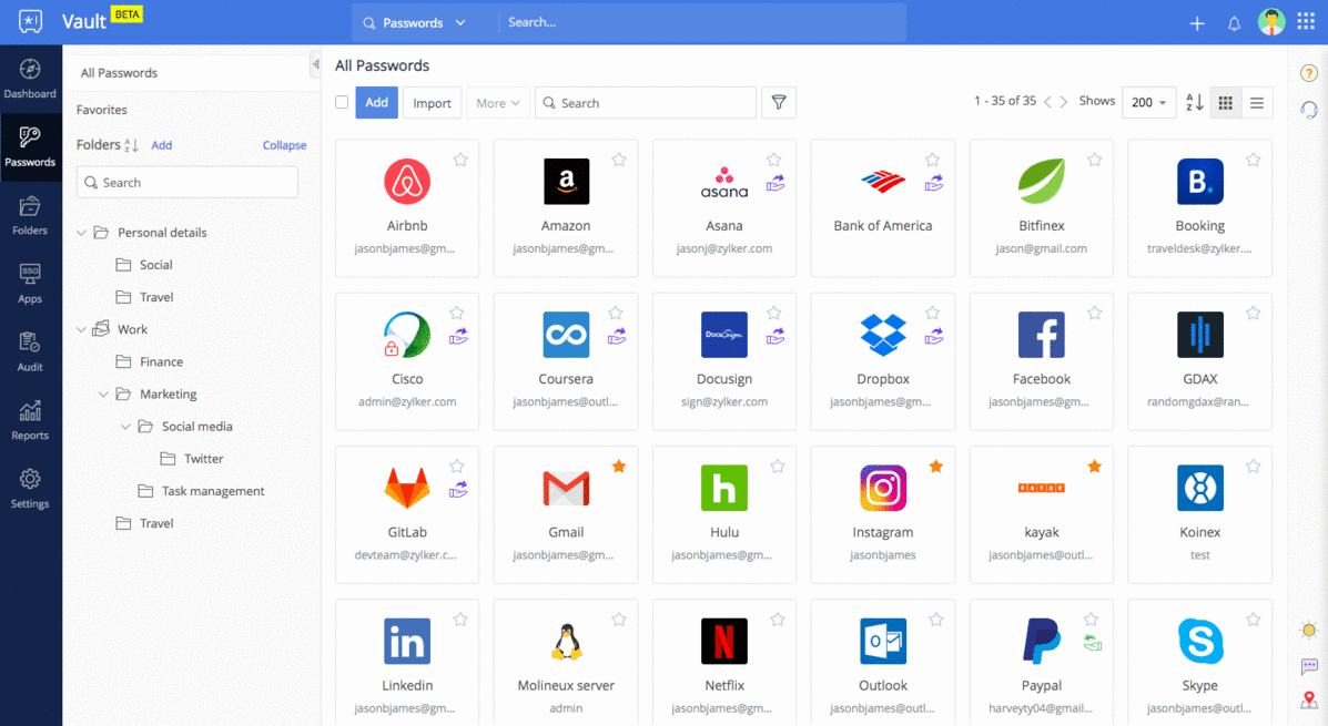 Zoho dashboard