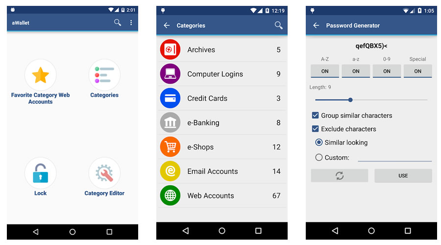 aWallet for android