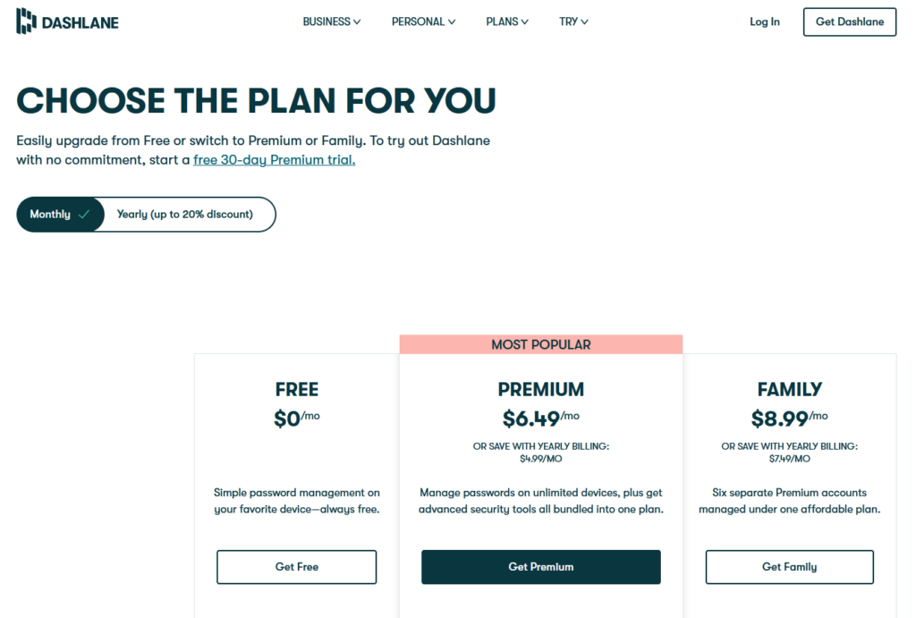 dashlane pricing