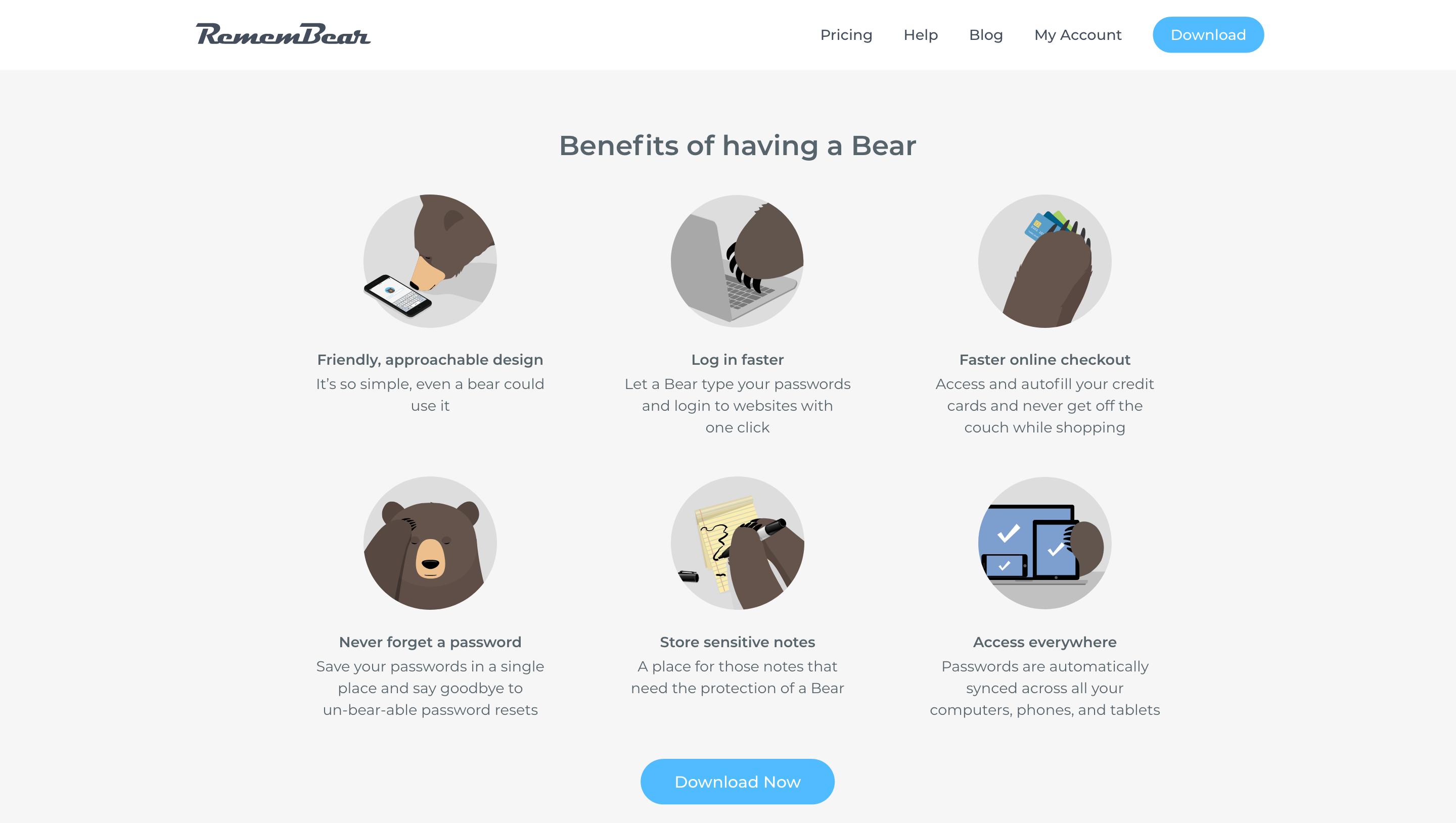 Remembear feature page