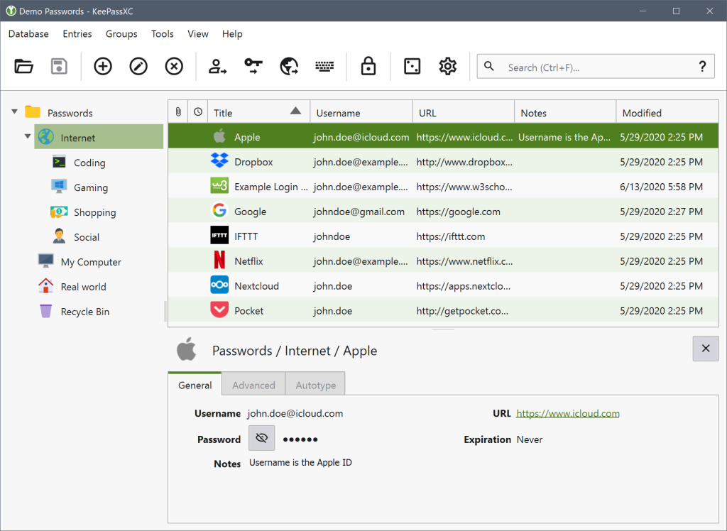 Keepass dashboard