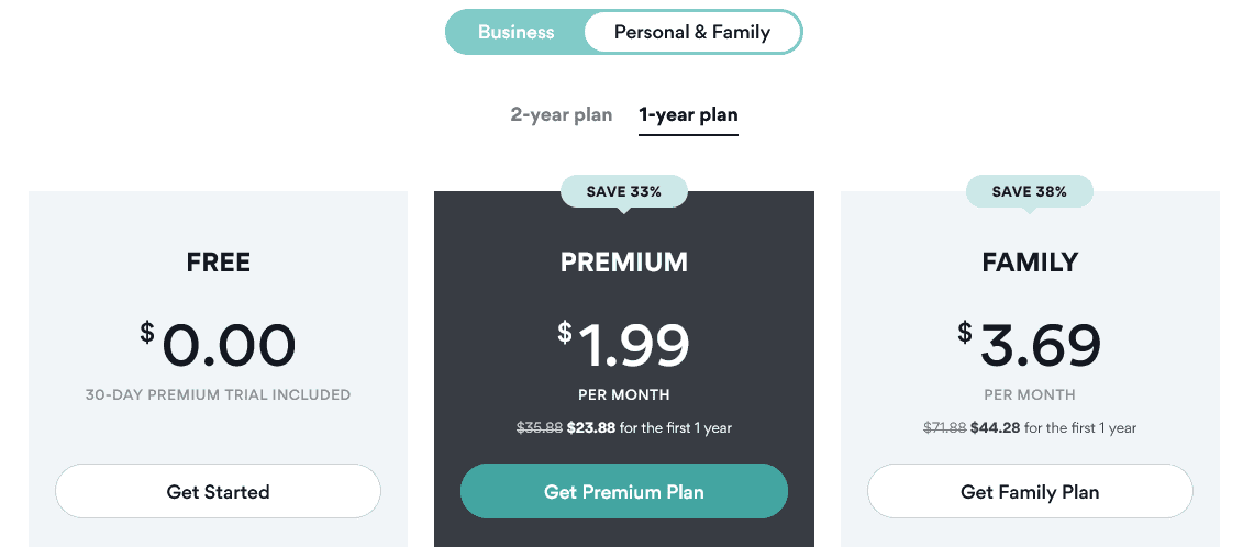 NordPass Plans and Pricing