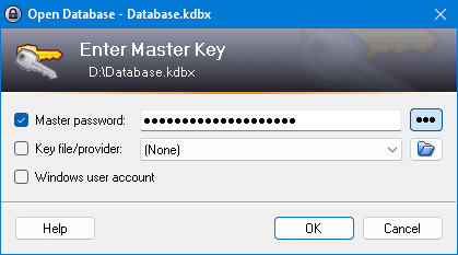 KeePass enter master key