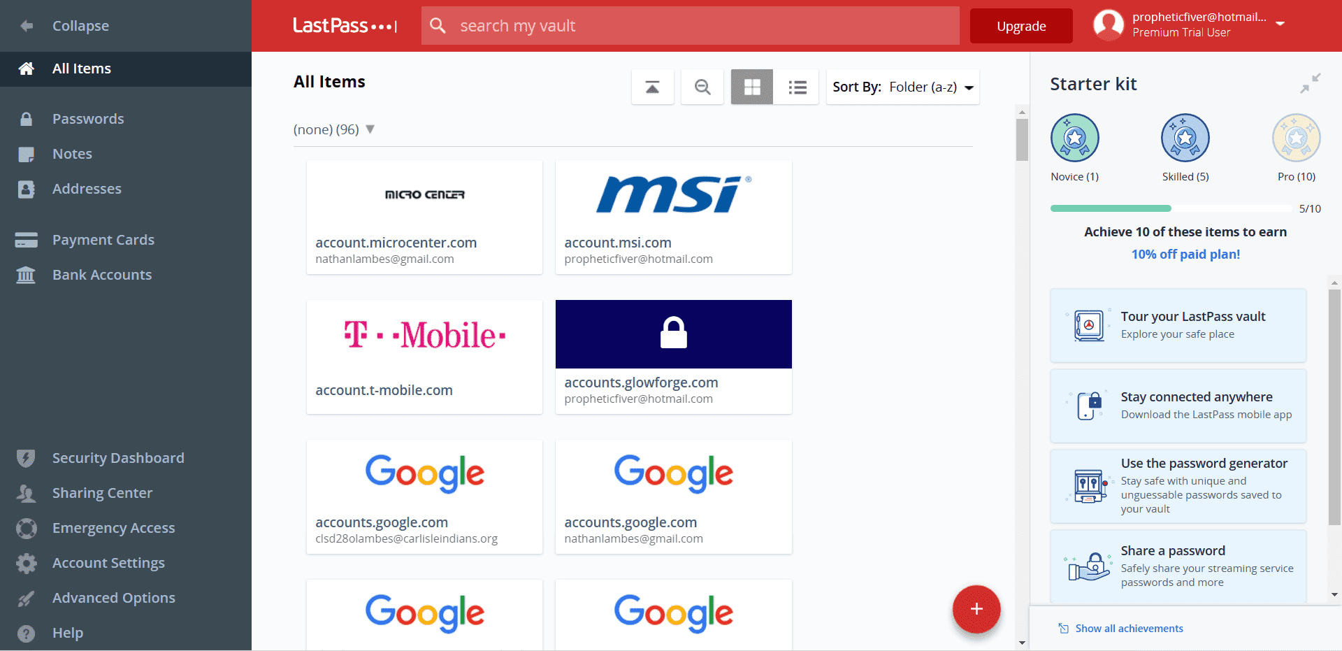 LastPass all items