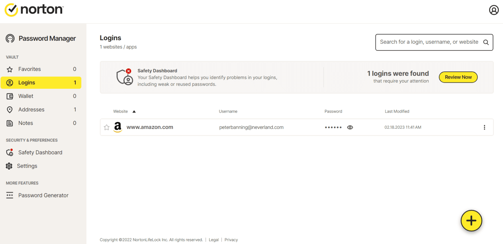 norton password manager 2 factor authentication