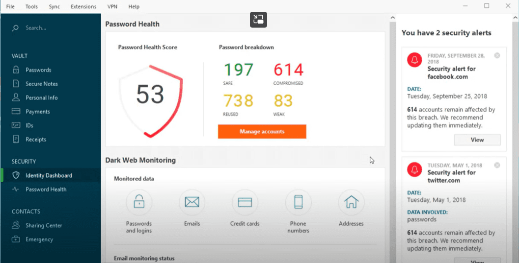 Dashlane password health