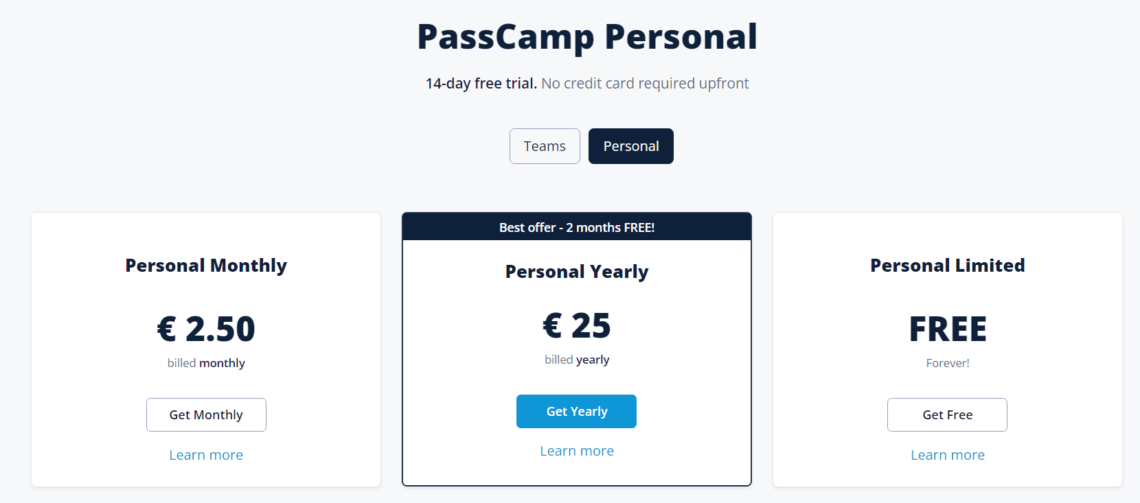 PassCamp Plans and Pricing