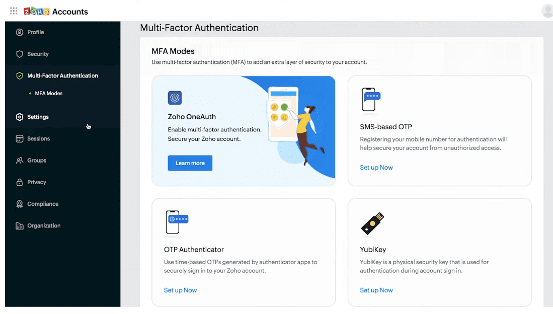 Zoho Vault 2FA Settings