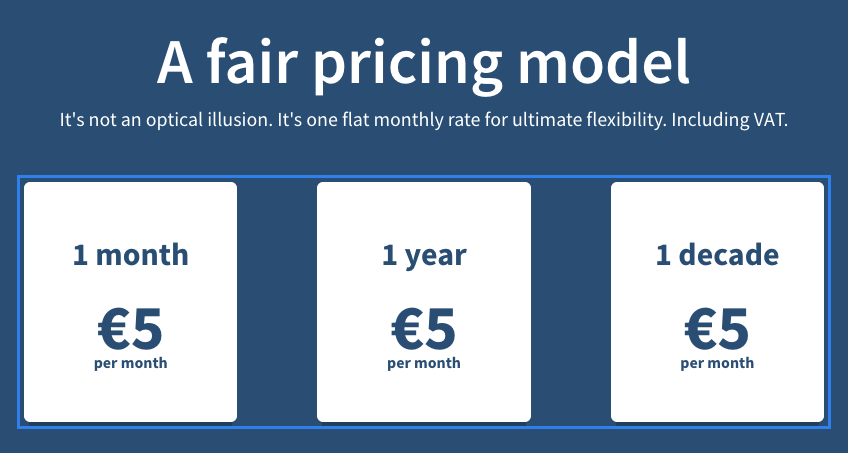 Mullvad cheap VPN pricing: flat EUR 5 a month on every plan
