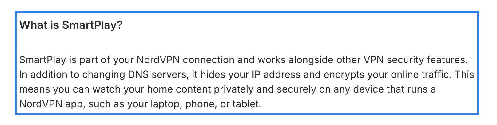 NordVPN SmartPlay support page for streaming