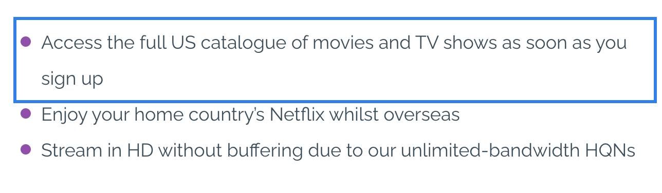 PrivateVPN Netflix page claiming access to the full US catalog